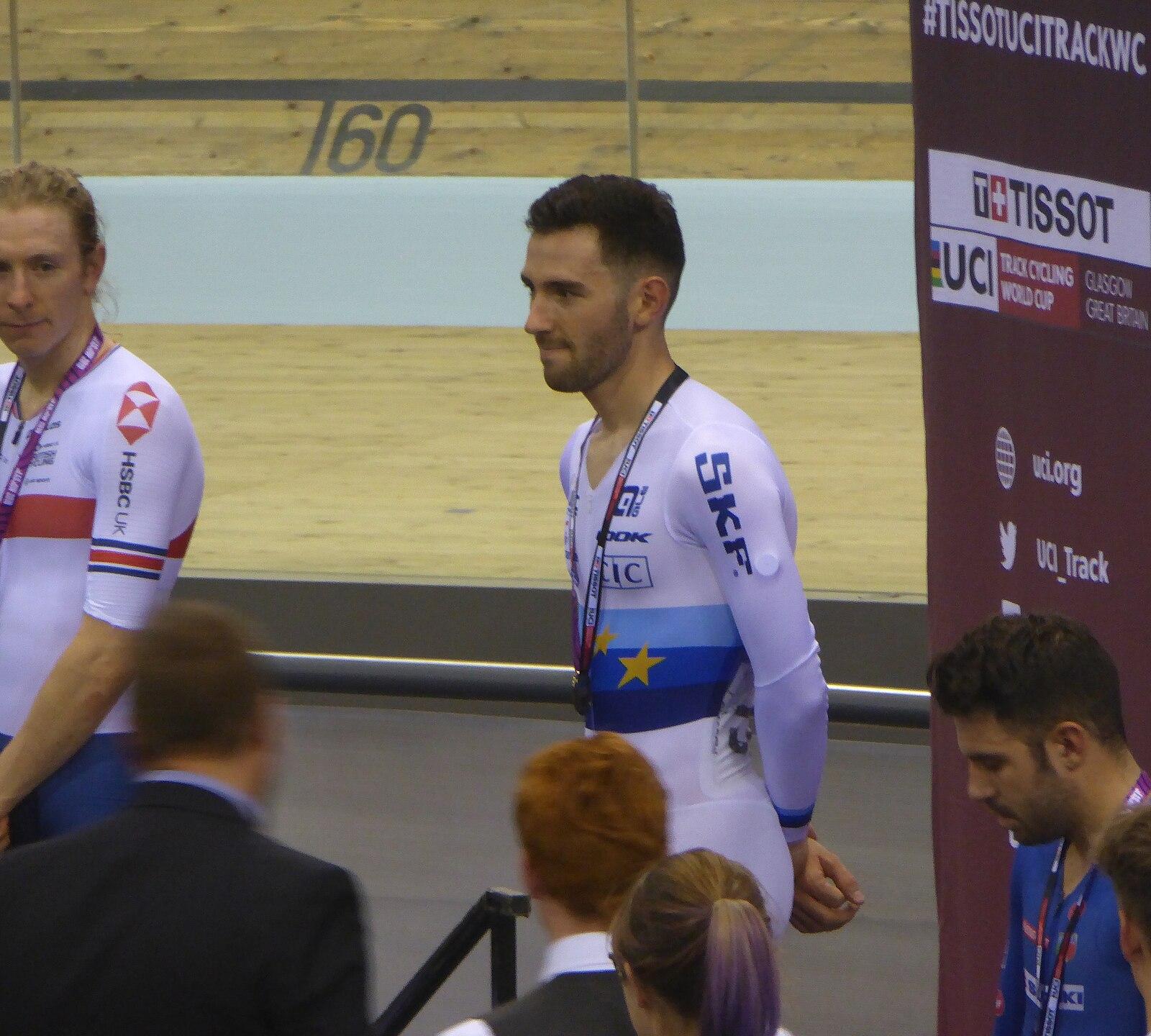 The podium 2019–20 UCI Track World Cup, Glasgow (Men's omnium)